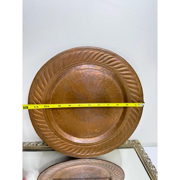Large Round Copper Serving Tray - Vintage Plant or Drink Tray - Picture 3 of 8